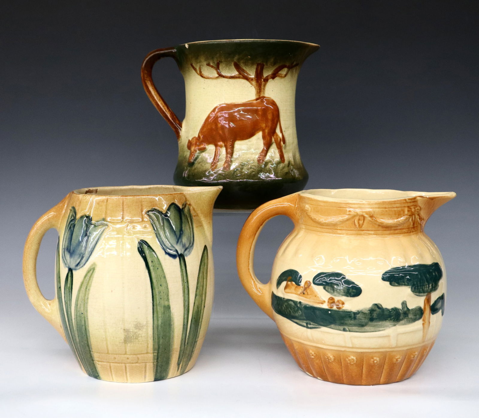 3 Early Roseville Pottery Pitchers (1 of 7)