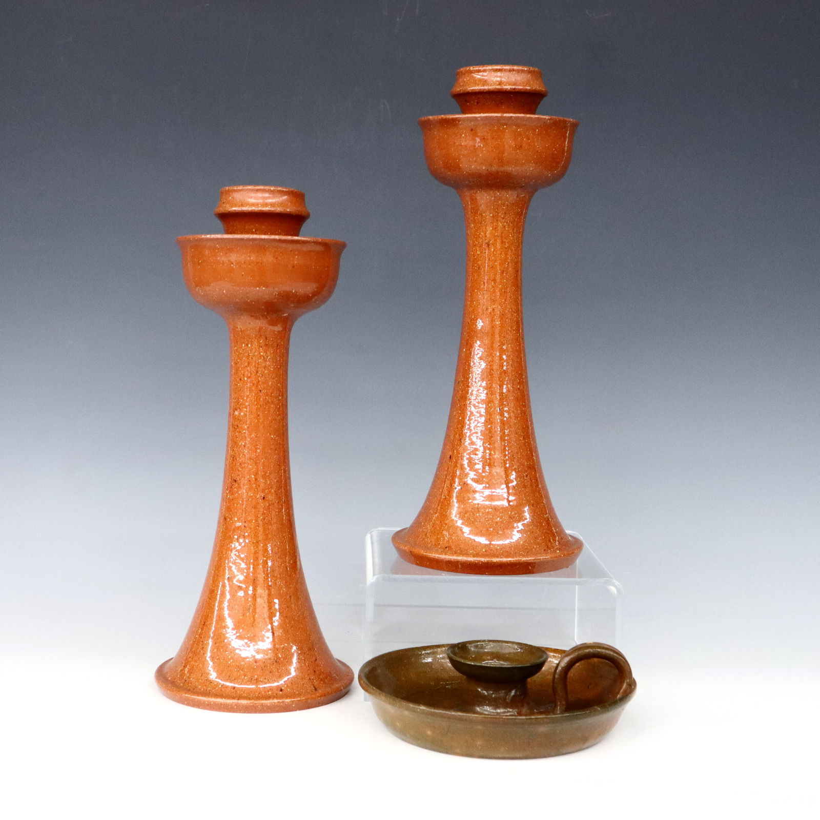 3 Jugtown Pottery Candlesticks (1 of 2)