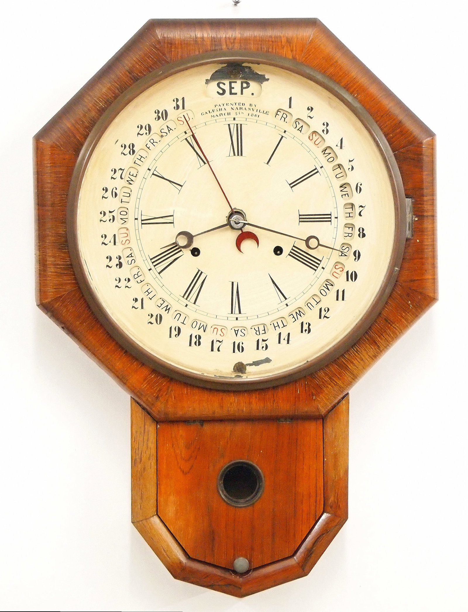 Gilbert Drop Octagon Model Calendar Wall Clock (1 of 5)