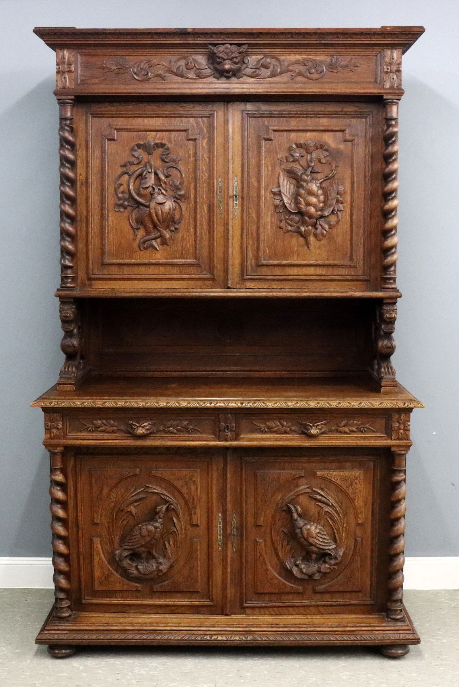 French Carved Buffet Deux Corps (1 of 5)