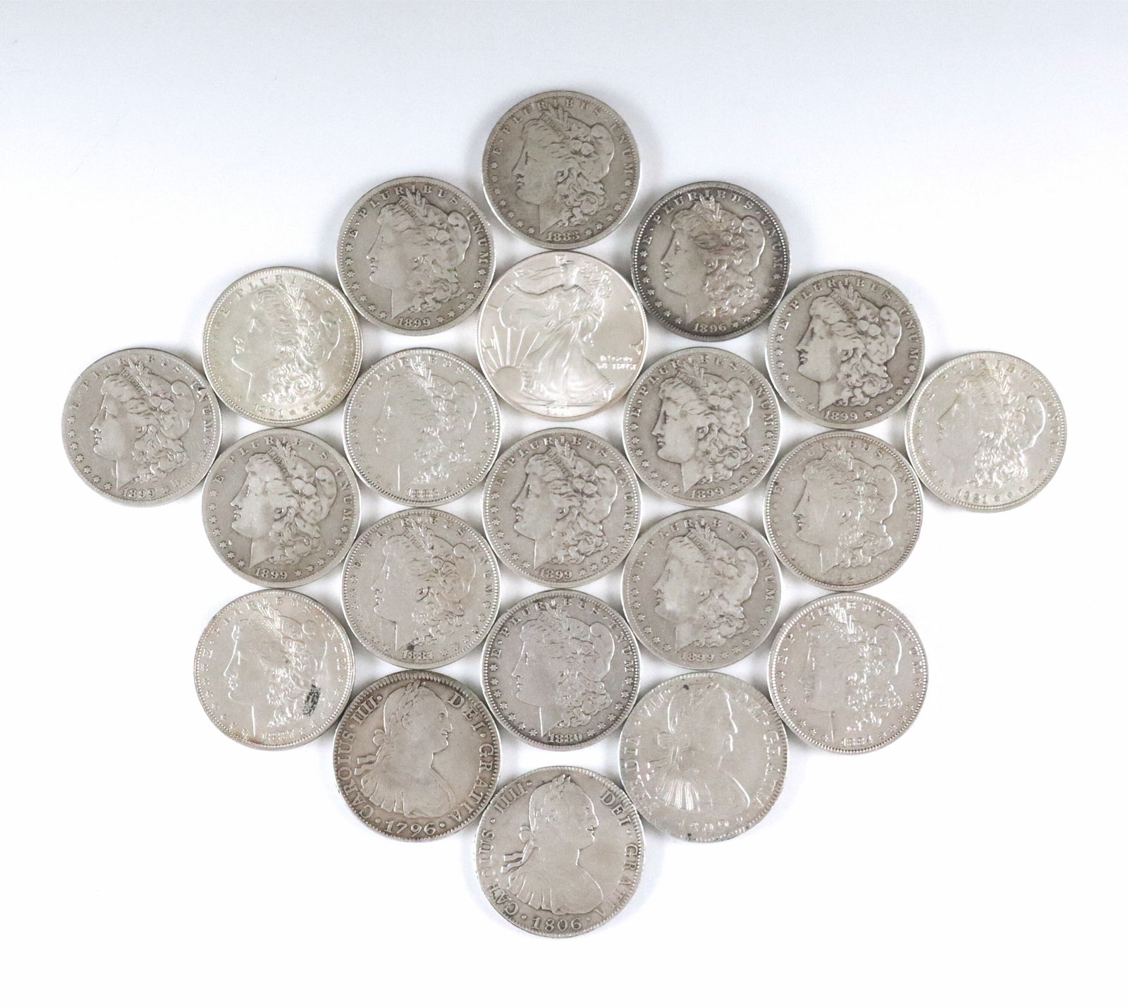 21 U.S. & Spanish Colonial Silver Coins (1 of 2)