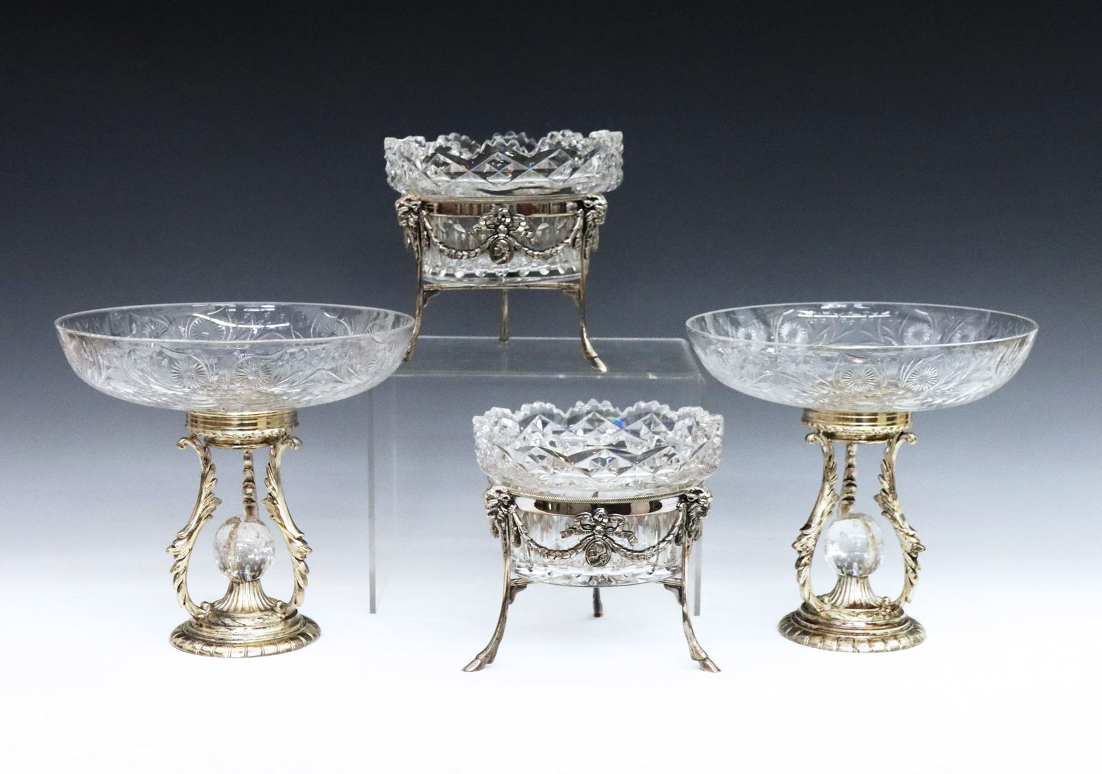 2 Sets Pairpoint Silverplate & Cut Glass Bowls (1 of 3)