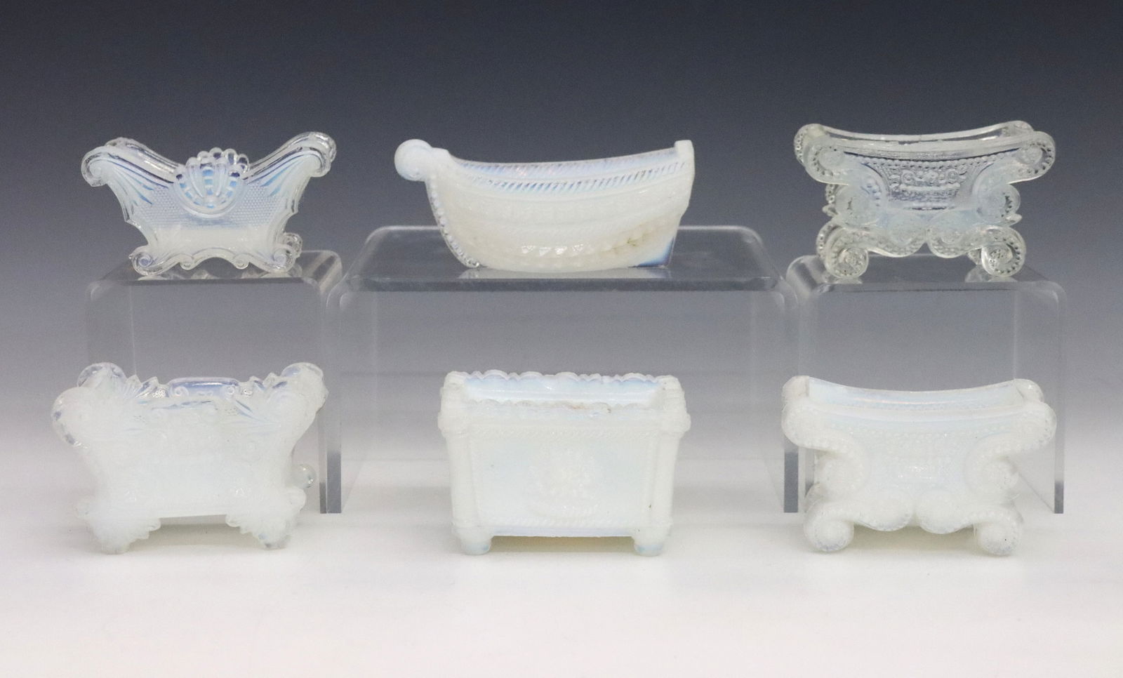 6 Sandwich Lacy Glass Salts (1 of 16)