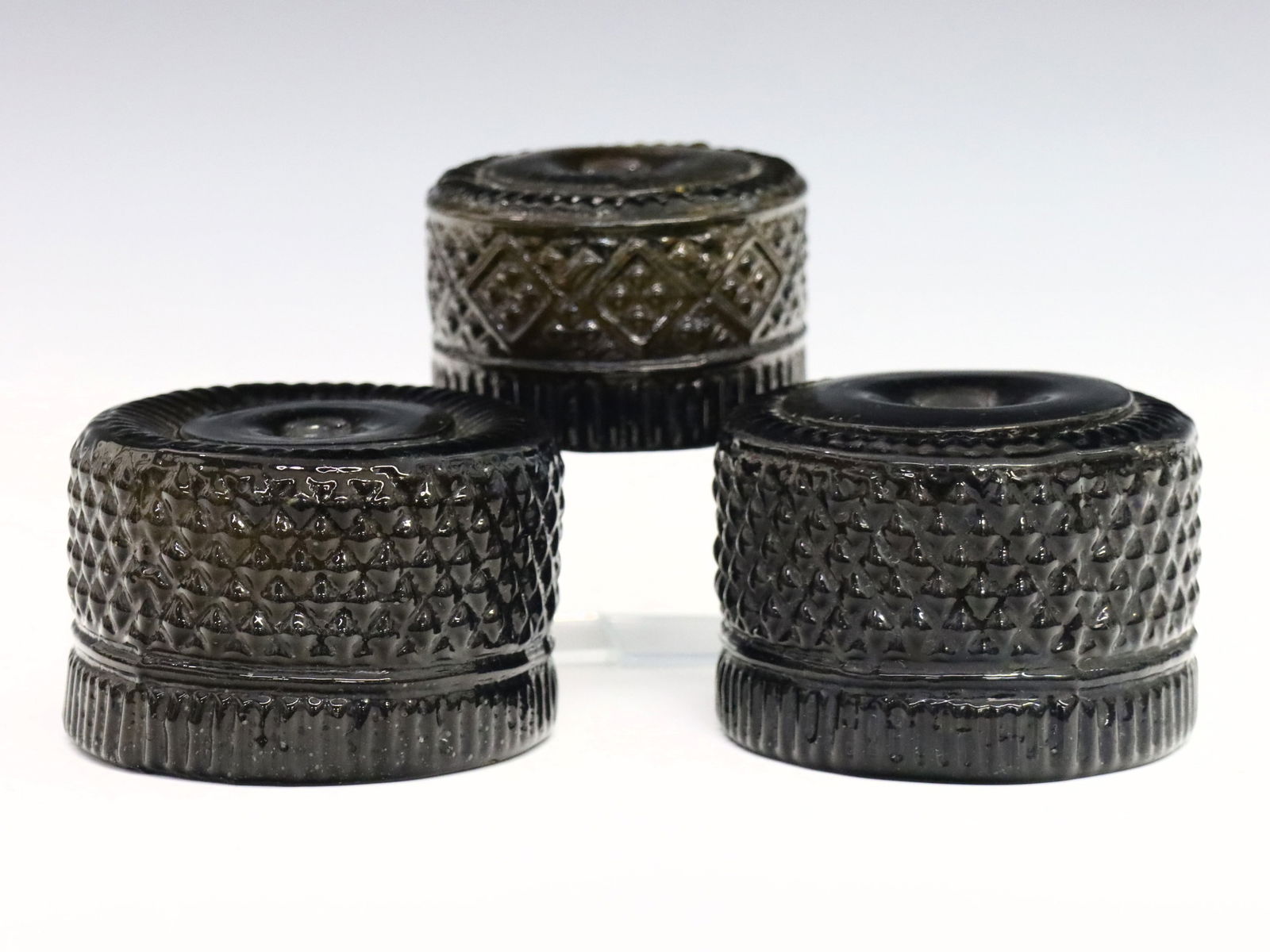 3 Mold Blown Glass Inkwells (1 of 3)