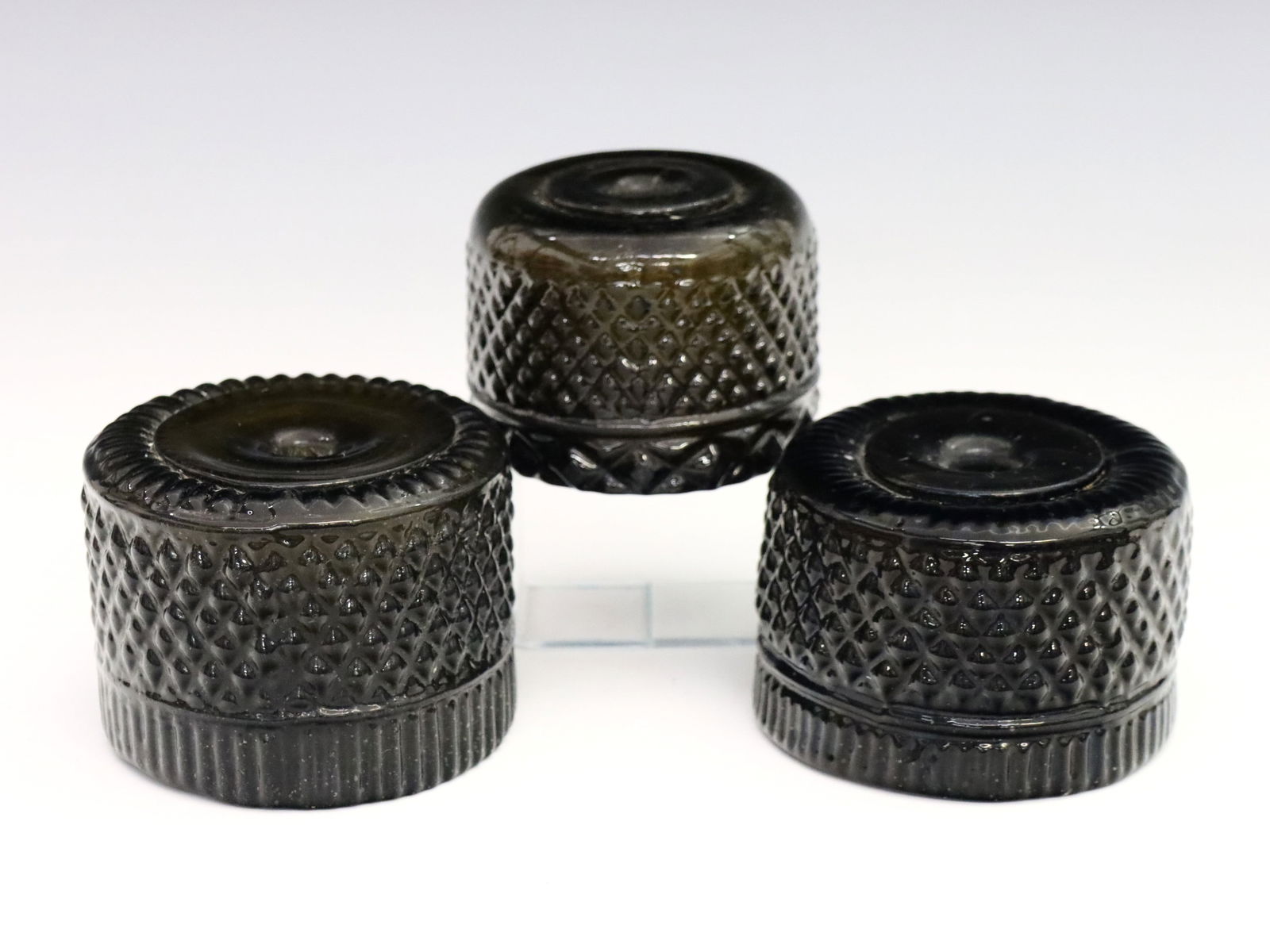 3 Mold Blown Glass Inkwells (1 of 2)