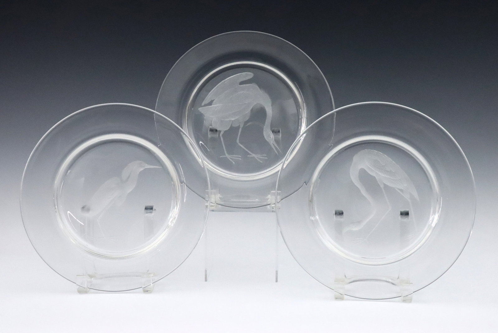 3 Steuben Audubon Glass Plates (1 of 2)