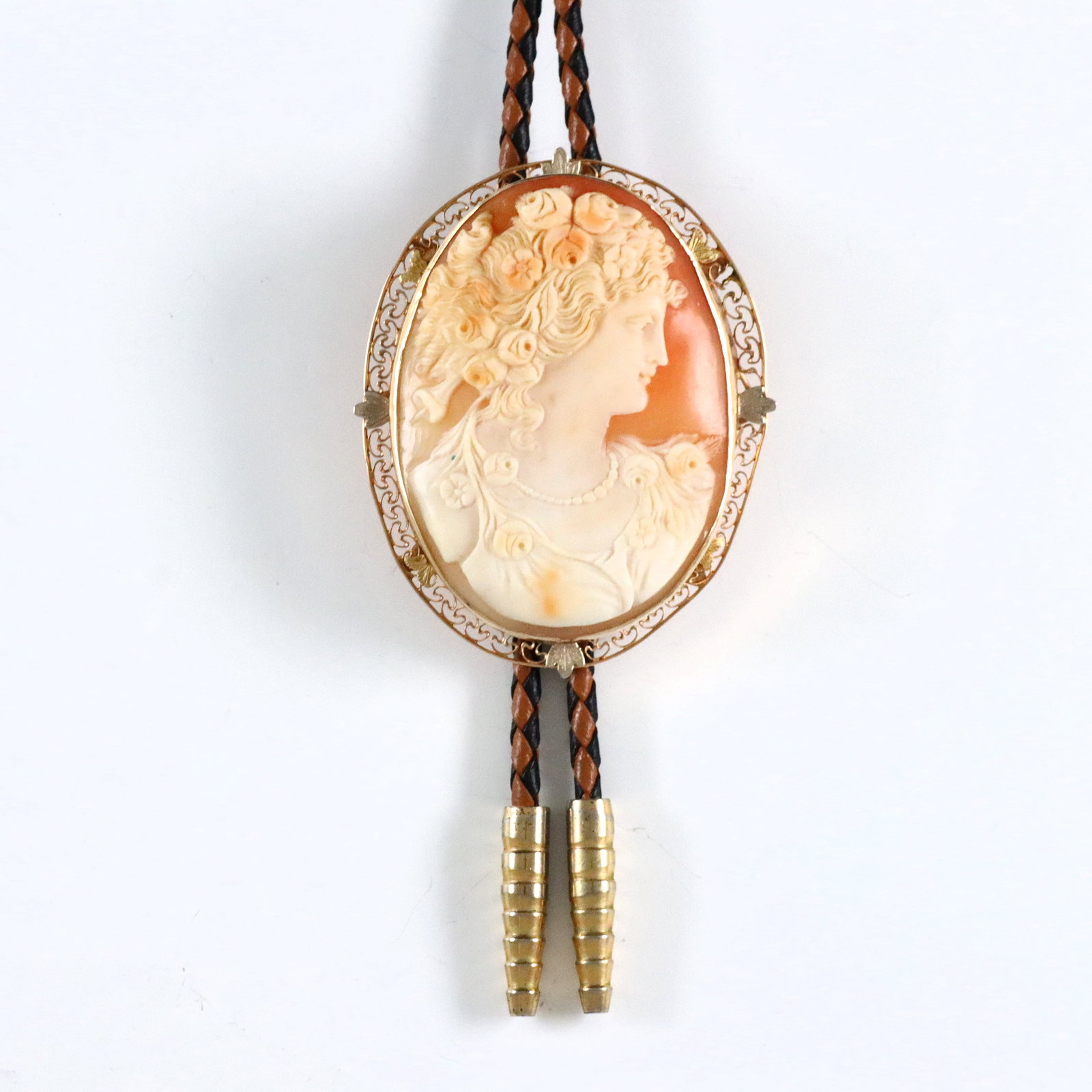 Cameo & 14k Gold Bolo Tie (1 of 6)