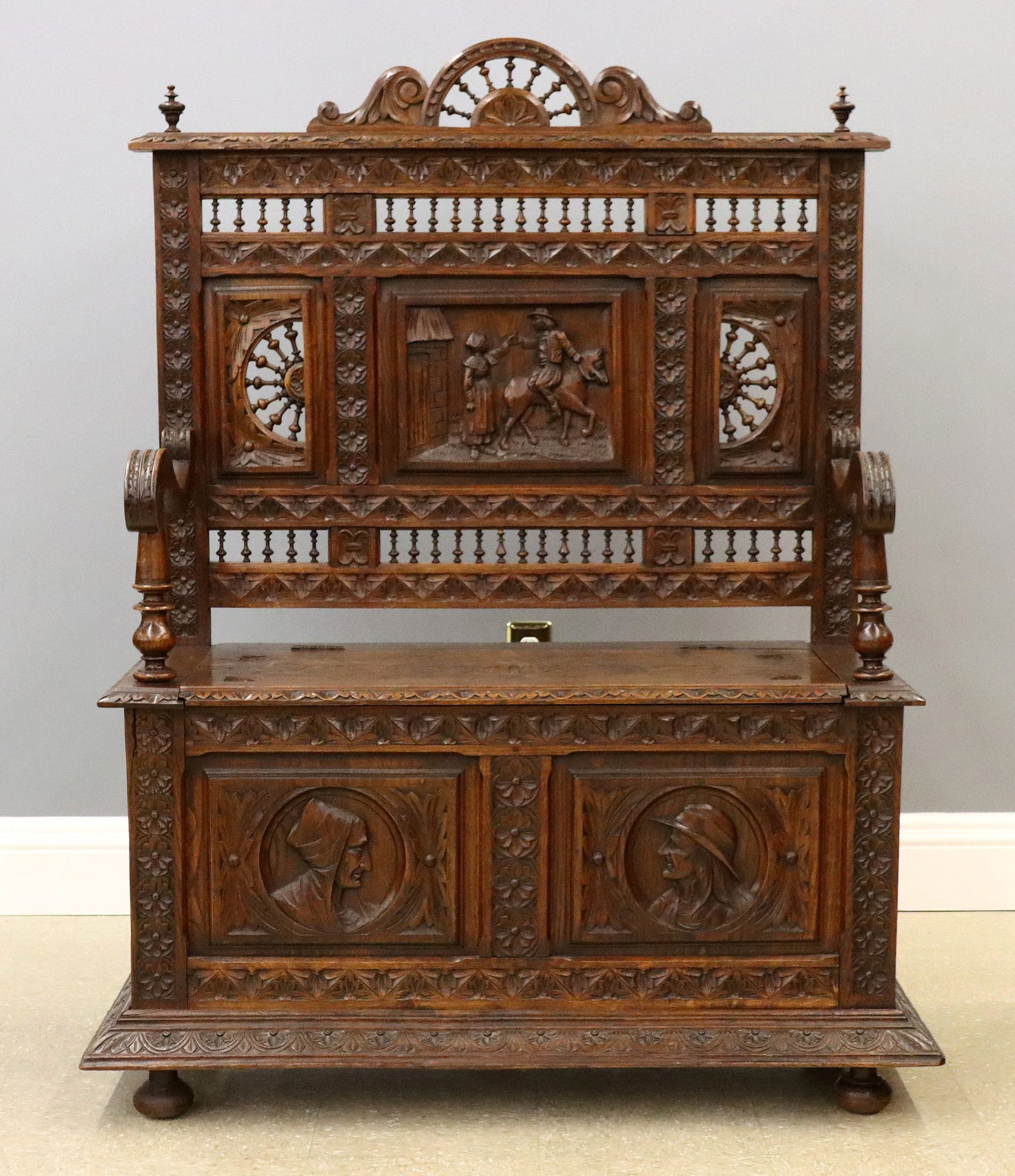 Carved French Hall Bench (1 of 5)