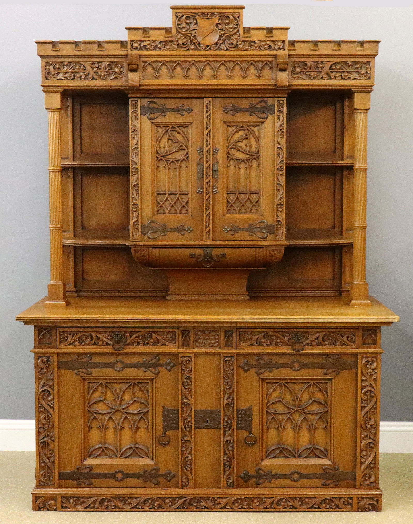 Oak Gothic Revival Sideboard (1 of 7)