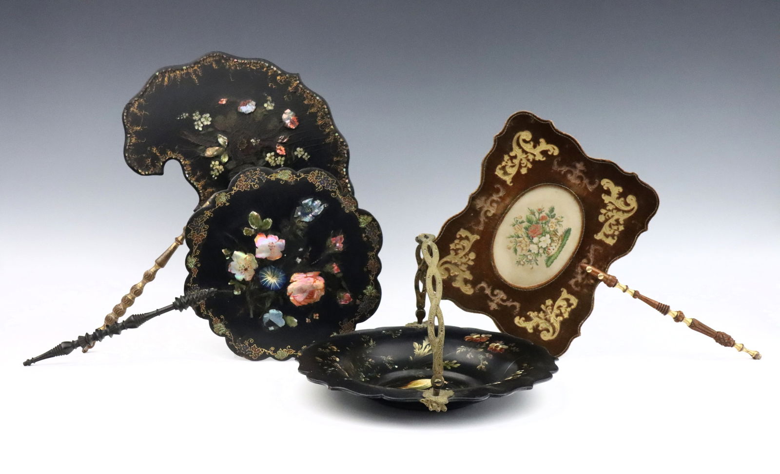 3 Victorian Face Screens & Serving Basket (1 of 1)