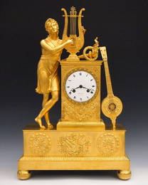 French Empire Gilded Bronze Mantel Clock