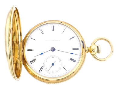 14k Gold AWW Co Appleton Tracy Pocket Watch: A 14k Gold AWW Co. "Appleton Tracy & Co." model pocket watch. 18 size, 15 j, Adj, Gilded full plate KW, KS from rear, 14 k Gold "A W Co" HC, porcelain SSD with Roman numerals marked "American Watch Co