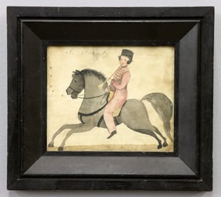 Folk Art Watercolor of a Boy