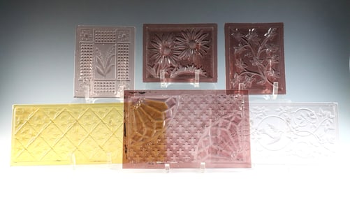 6 Pressed Glass Window Panes
