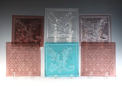 6 Pressed Glass Window Panes