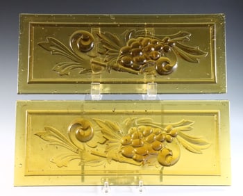 Pr Pressed Glass Window Panes