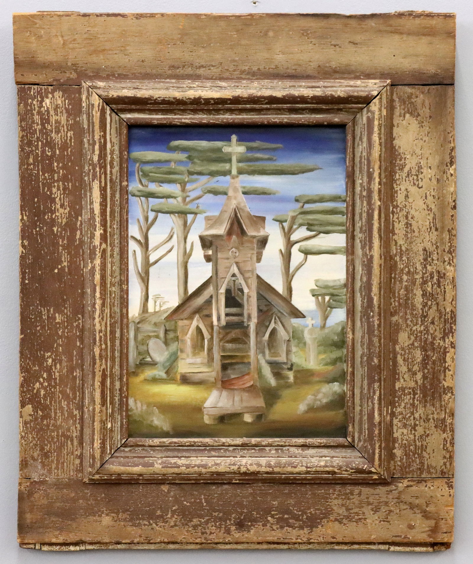 D.R. Huntley Outsider Art Painting of a Church (1 of 4)