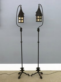 Pr Arts & Crafts Iron Floor Lamps