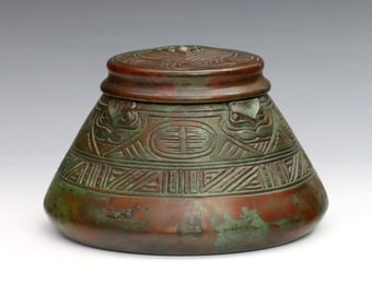 Tiffany American Indian Bronze Inkwell