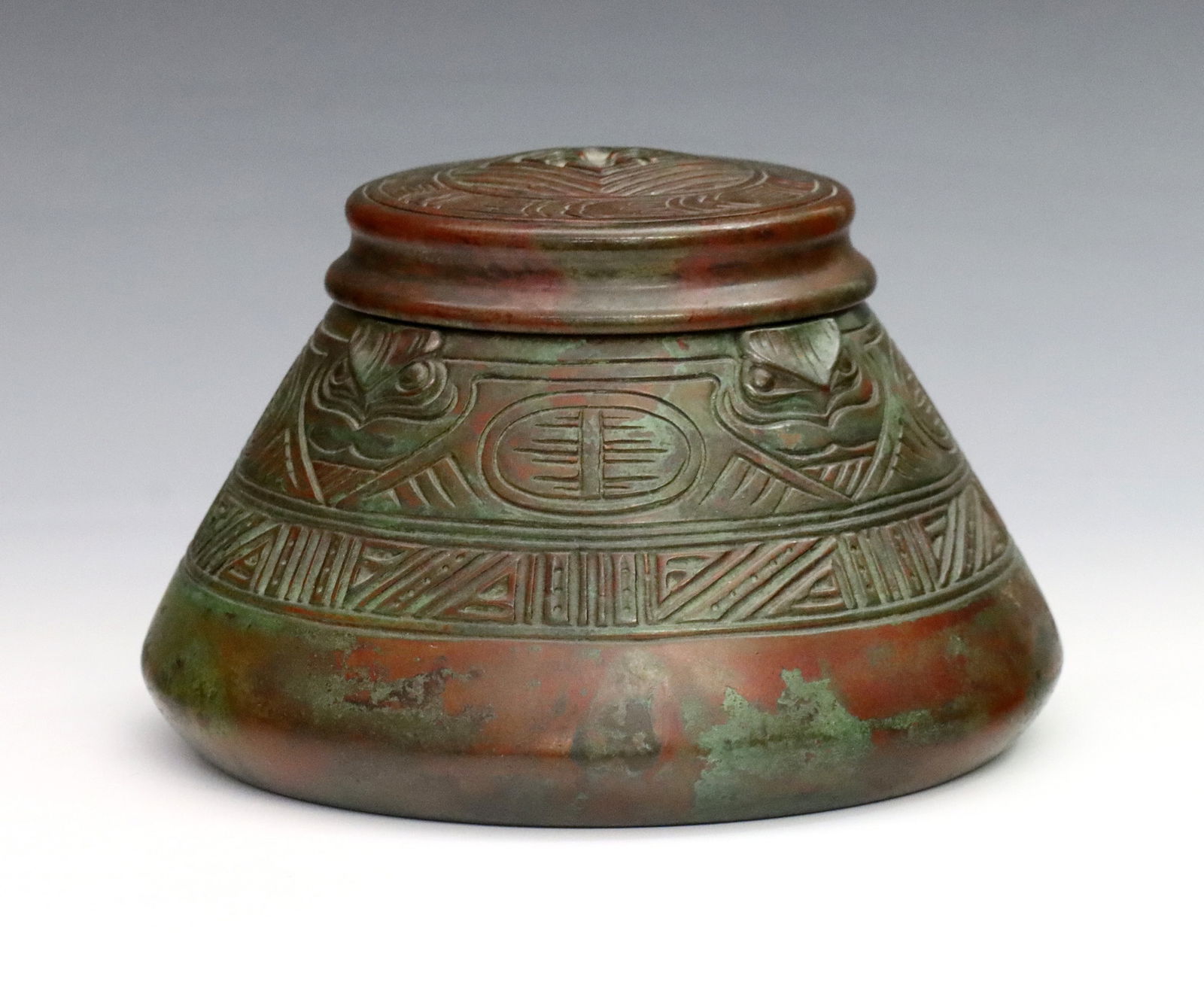 Tiffany American Indian Bronze Inkwell (1 of 4)