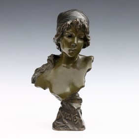E. Villanis Bronze Mignon Bust