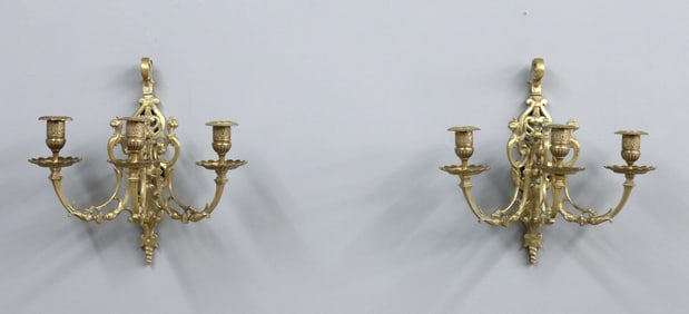 Pr French Bronze Sconces