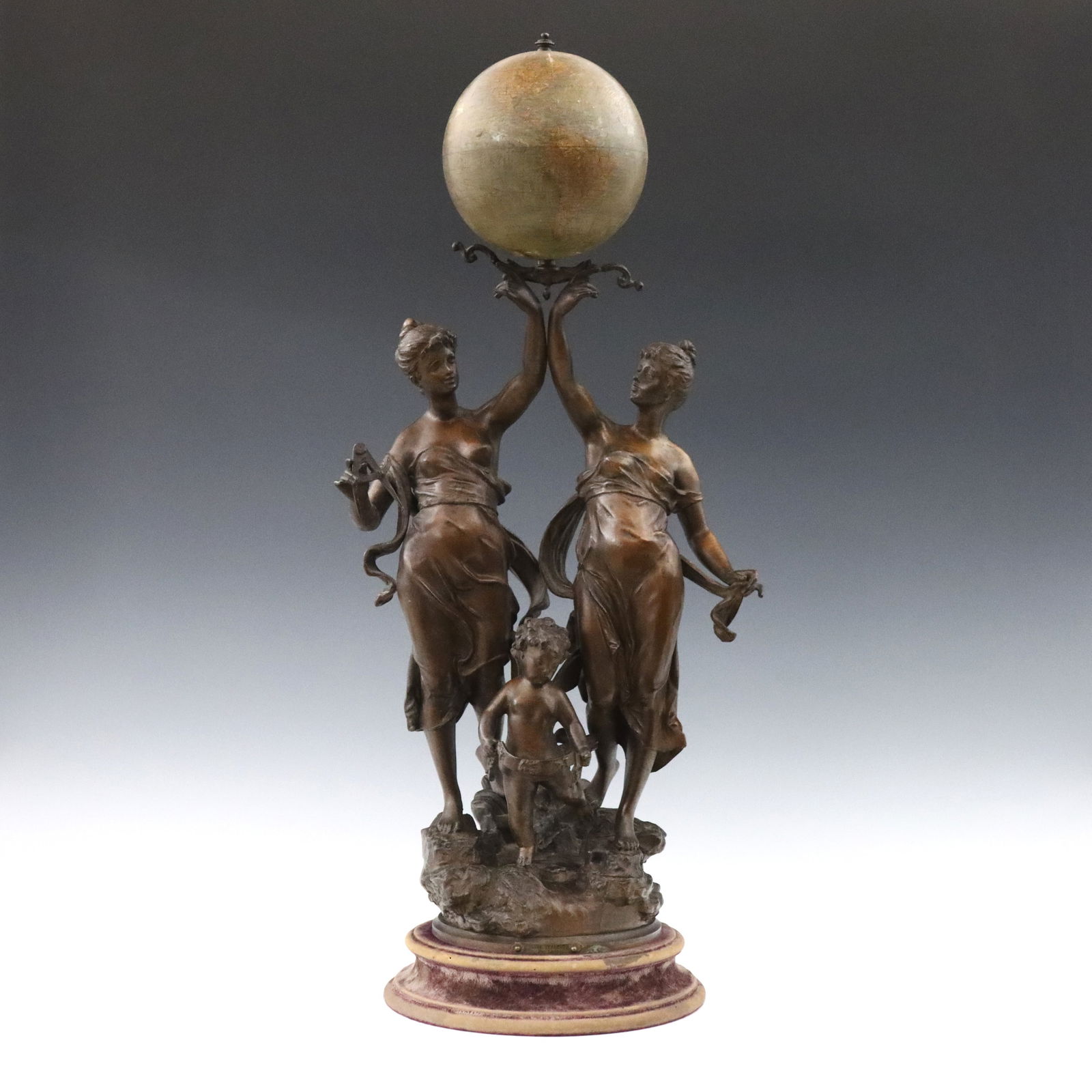 French Spelter Figural Globe (1 of 5)