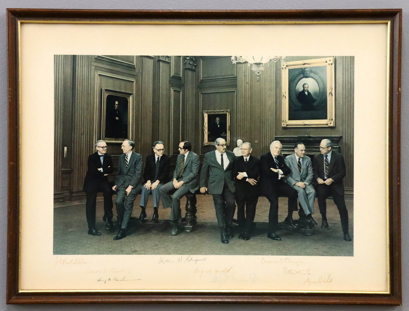 1977 U.S. Supreme Court Signed Photo: A signed vintage photographic print of the 1977 United States Supreme Court Justices. Color image on paper, often referred to as the "first casual portrait of the U.S. Supreme Court", also known as th