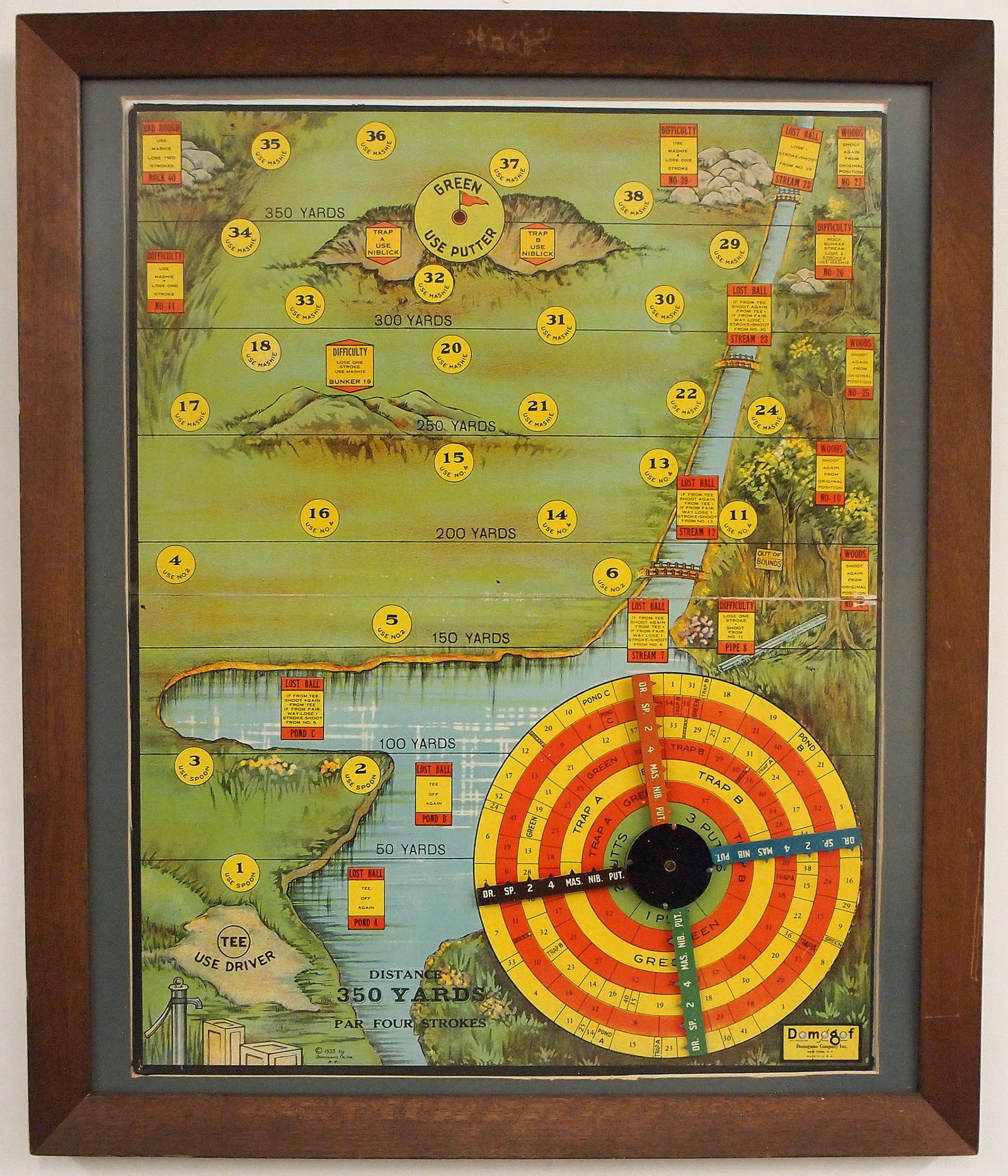 Golf Themed Game Board & Comic: Two early 20th century framed golf themed images. Includes a 1930's "Tee Off" lithographed game board made by Domo Games and a 1901 "Pore Lil Mose" comic strip with golf storyline by Richard F. Outcau