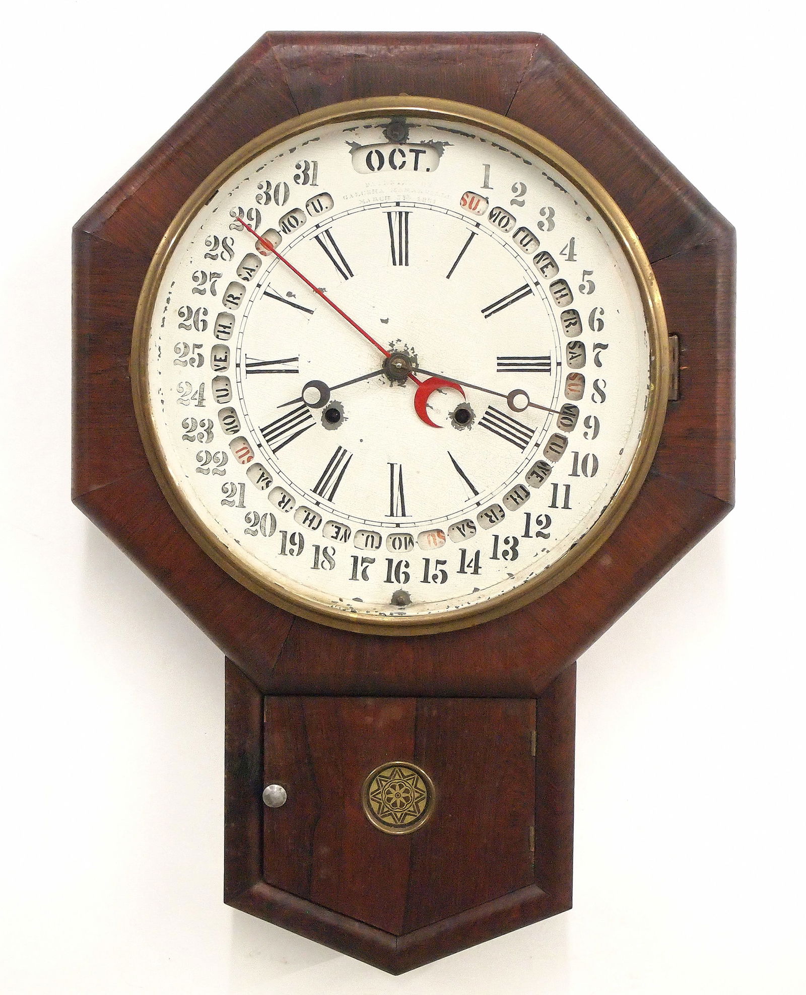 Gilbert Drop Octagon Calendar Wall Clock (1 of 5)