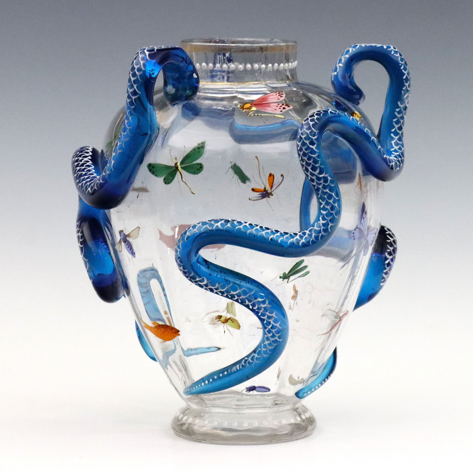 Moser Glass Vase with Snakes & Insects (1 of 3)