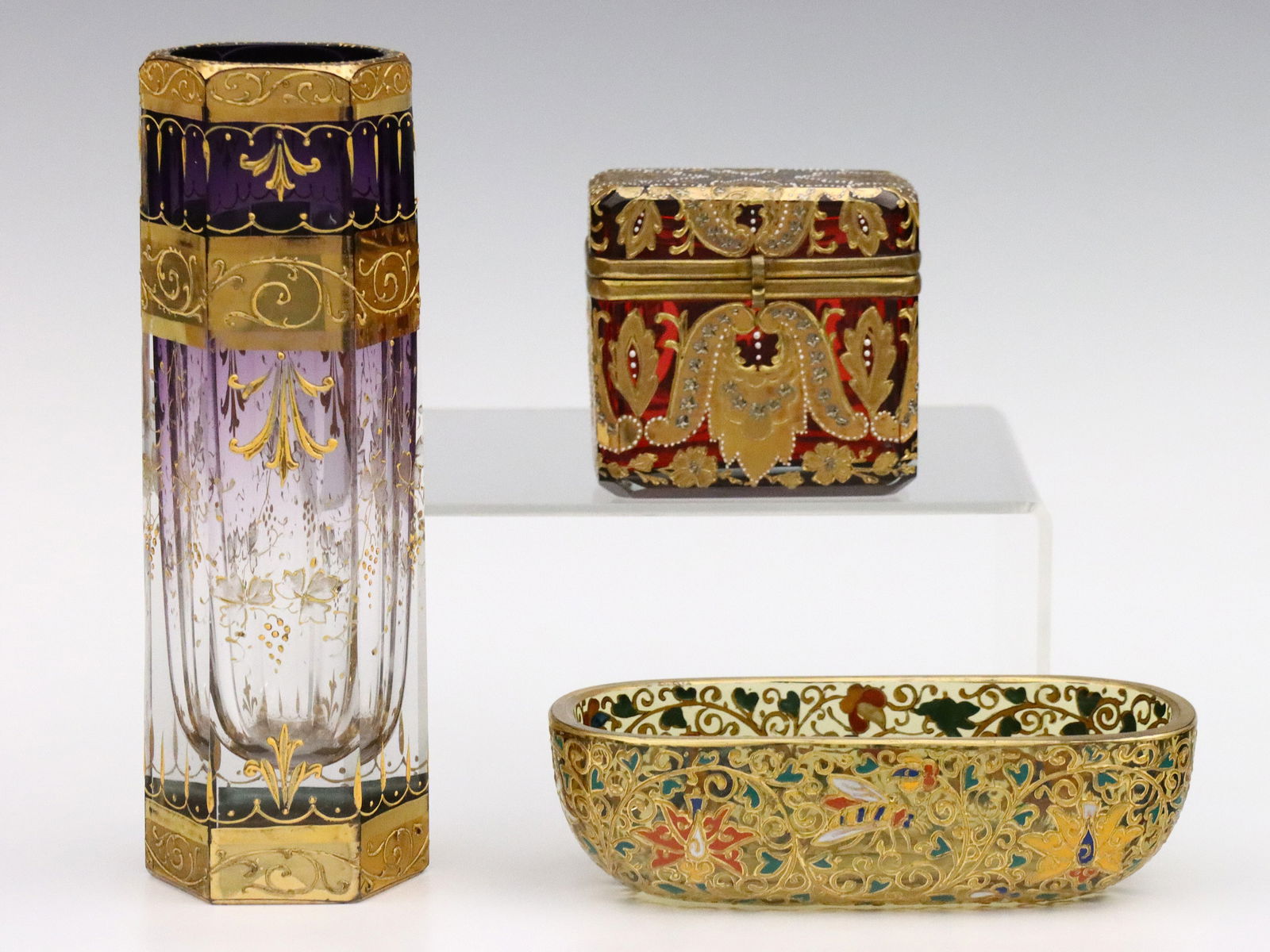 3 pc Moser Art Glass (1 of 3)