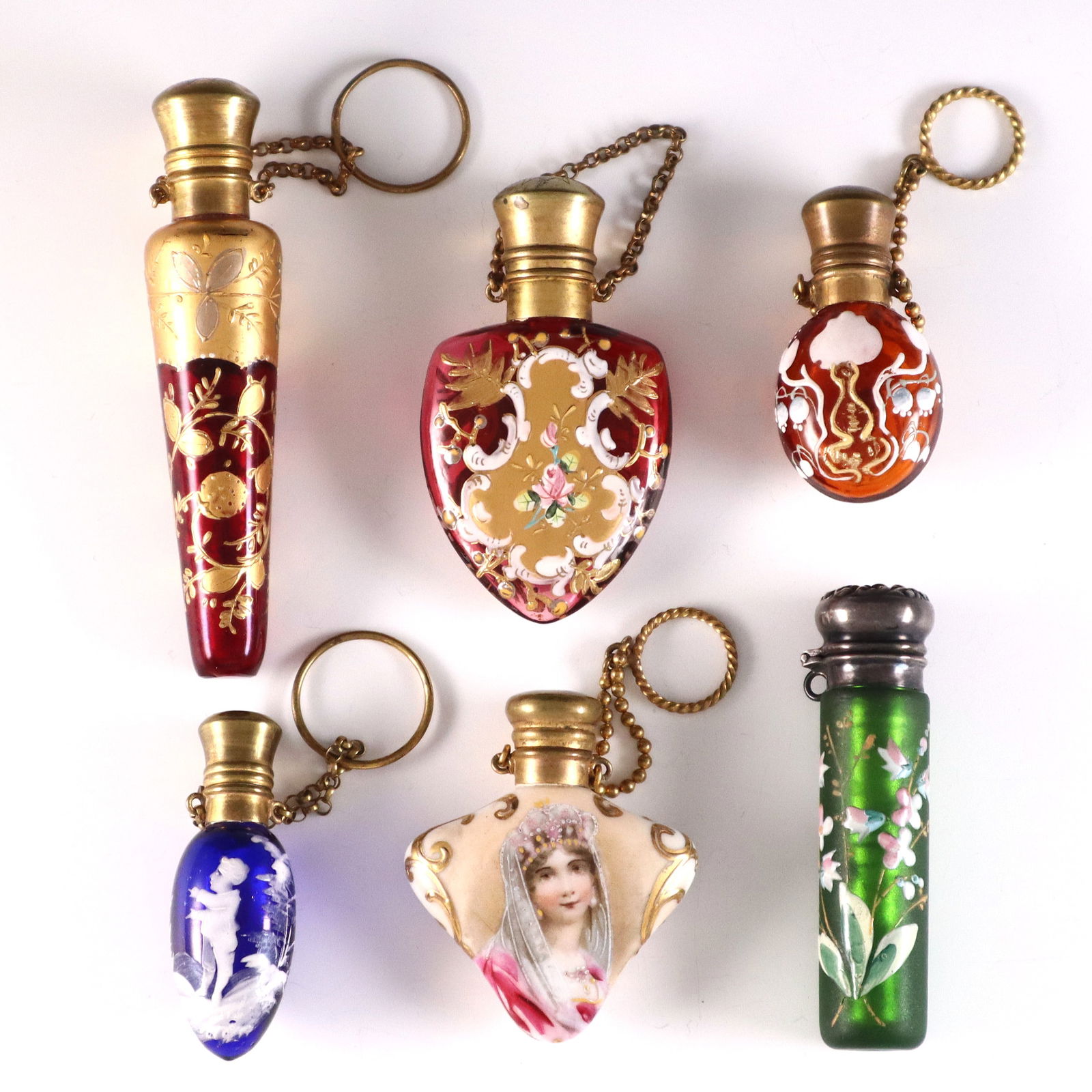6 Mini Enameled Scent Bottles (1 of 2)