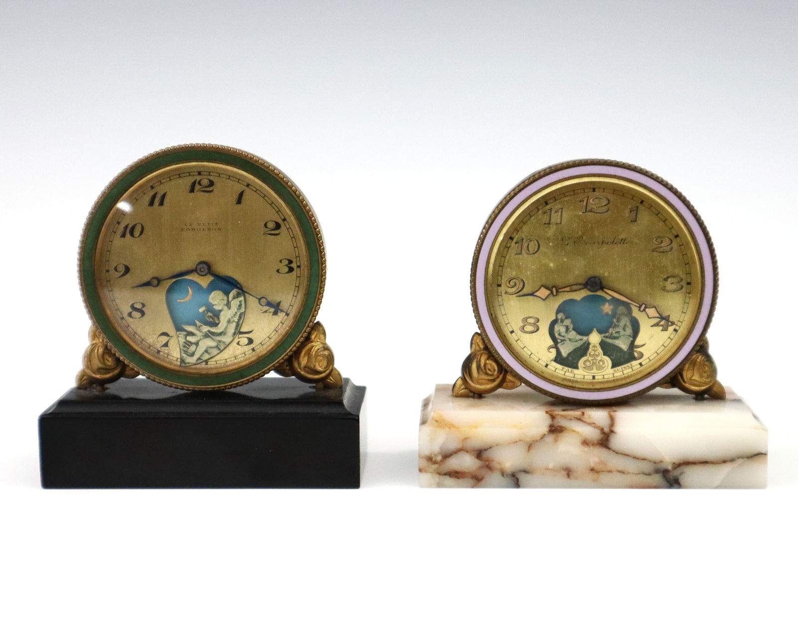 2 Swiss Mini Automaton Travel Clocks (1 of 3)