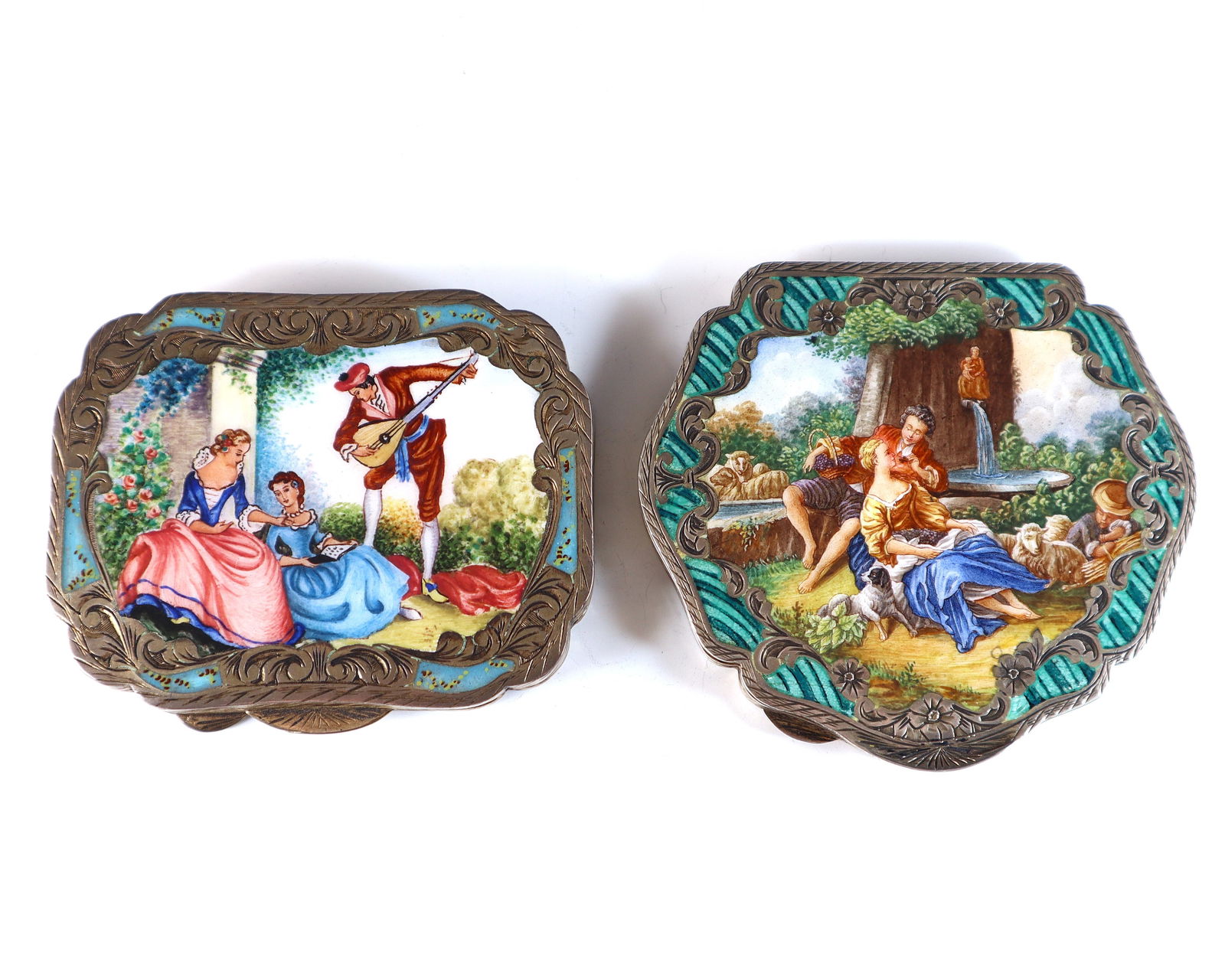 2 Italian Enameled Silver Compacts (1 of 4)
