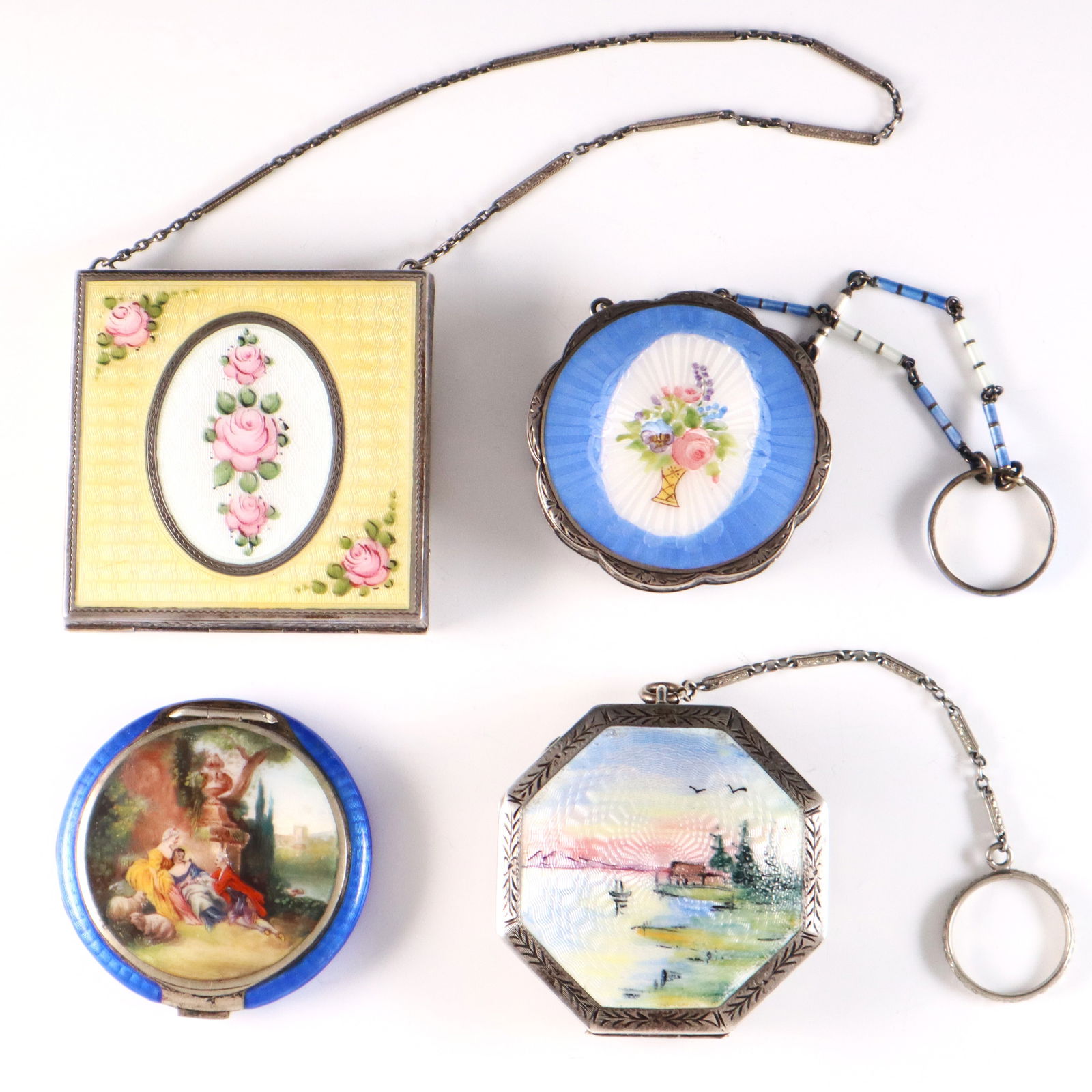 4 Sterling Enameled Compacts (1 of 2)