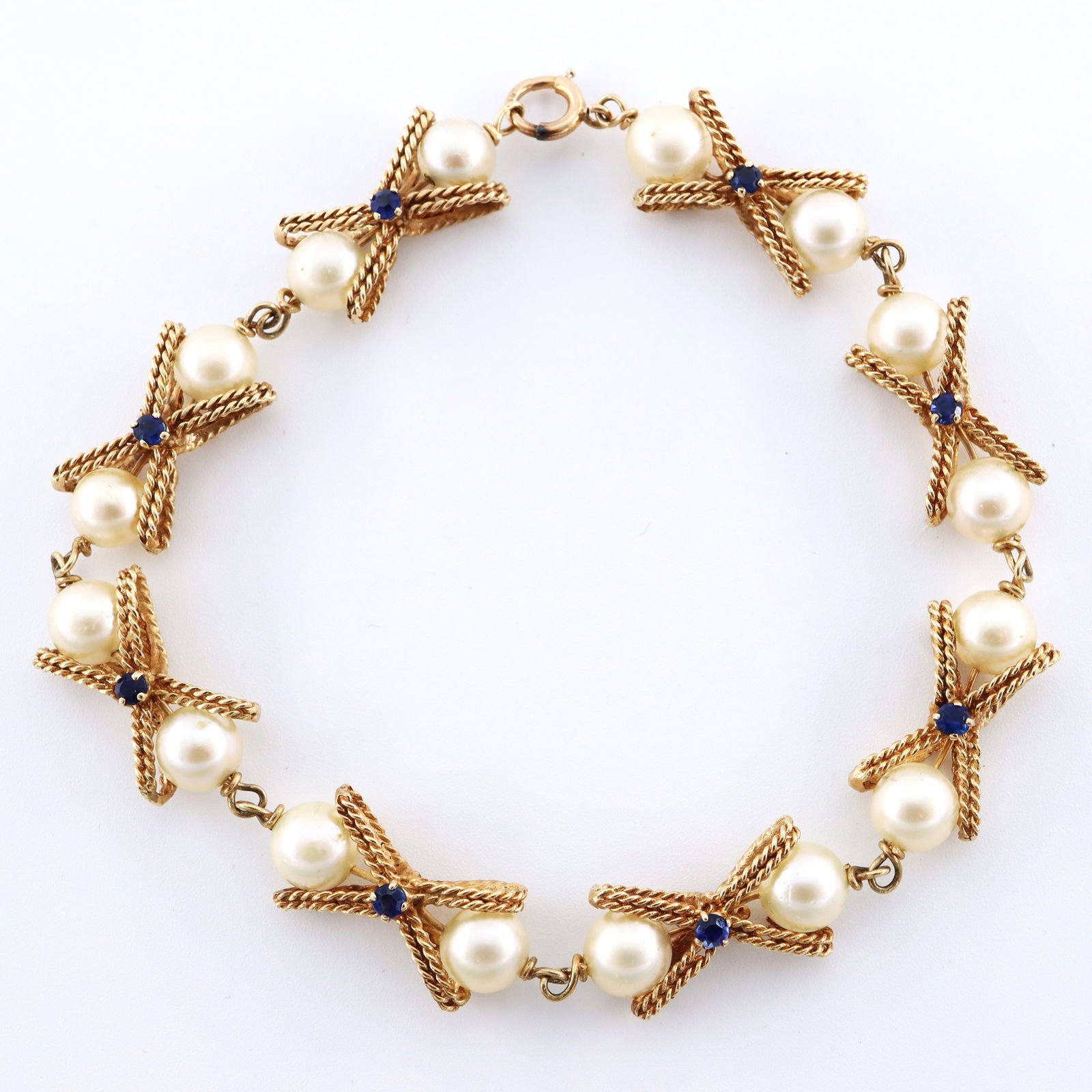 14k Gold Pearl & Sapphire Bracelet (1 of 3)
