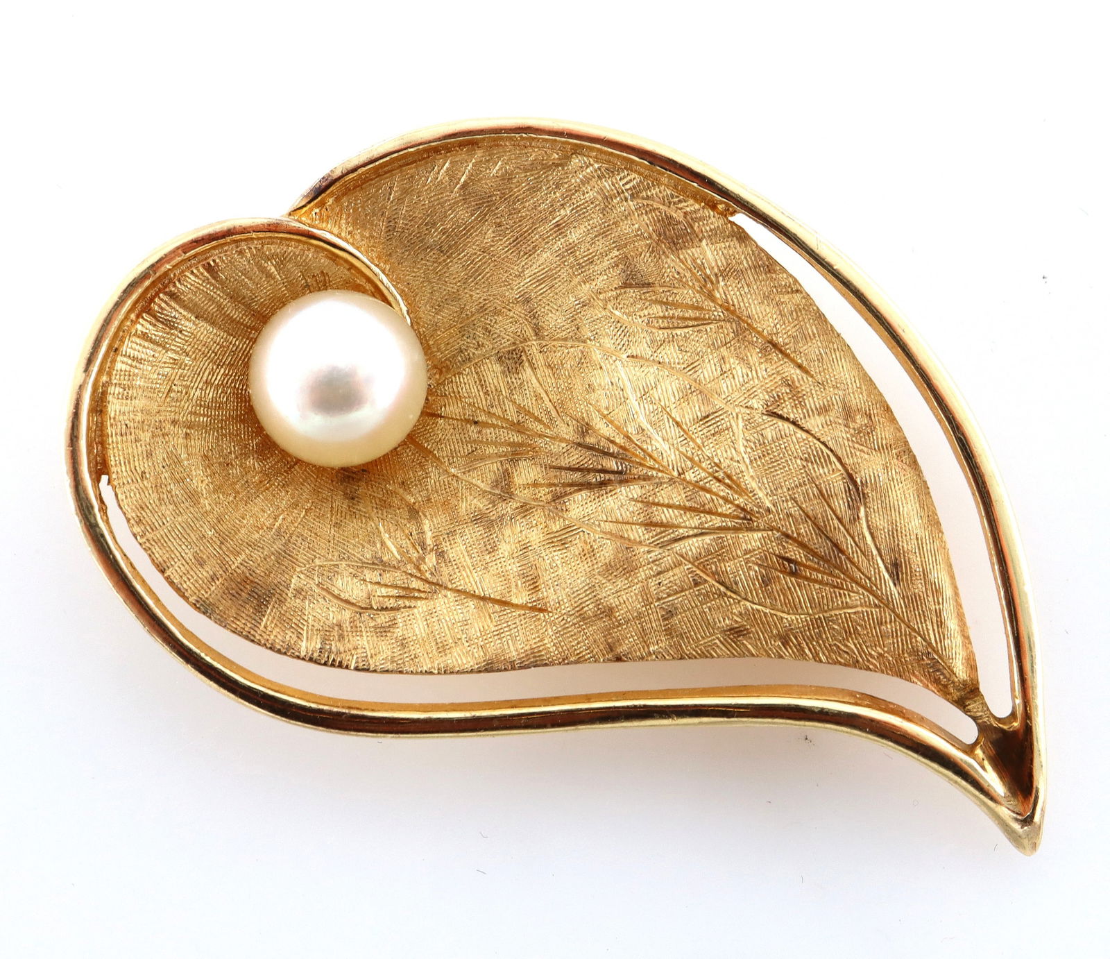14k Gold & Pearl Foliate Brooch (1 of 5)