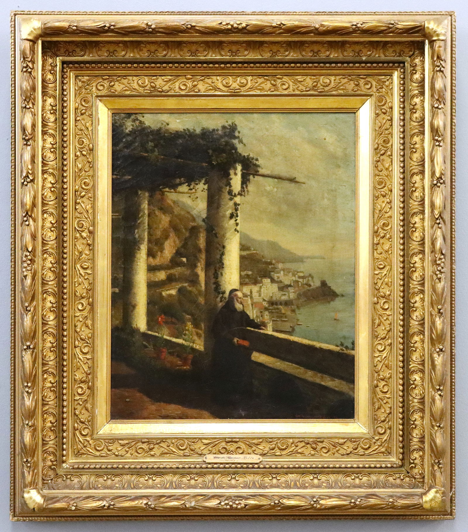 G.T. Hobbs Capuchin Monk of Amalfi: George Thompson Hobbs, American, 1846-1929. A late 19th century oil on canvas image of the Capuchin Monk of Amalfi. Signed and dated "George Thompson Hobbs 1878" lower right, with "Amalfi and