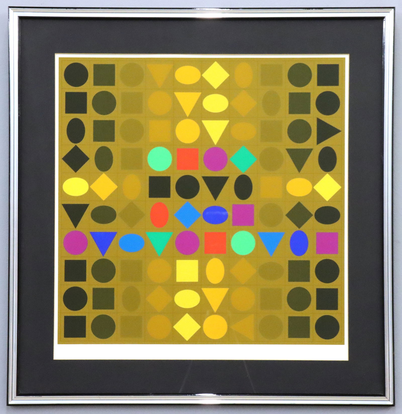 Vasarely Sorbonne Serigraph: Victor Vasarely, Hungarian/French, 1906-1997. A serigraph on paper entitled "Sorbonne", 1973. Depicts various shapes in multiple colors. Signed "Vasarely" lower right, numbered "378/425" lower left. M