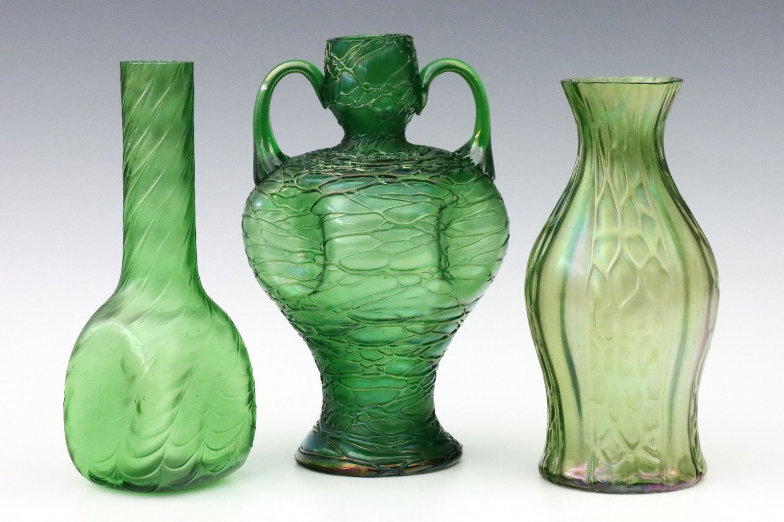 3 Bohemian Art Nouveau Glass Vases (1 of 2)