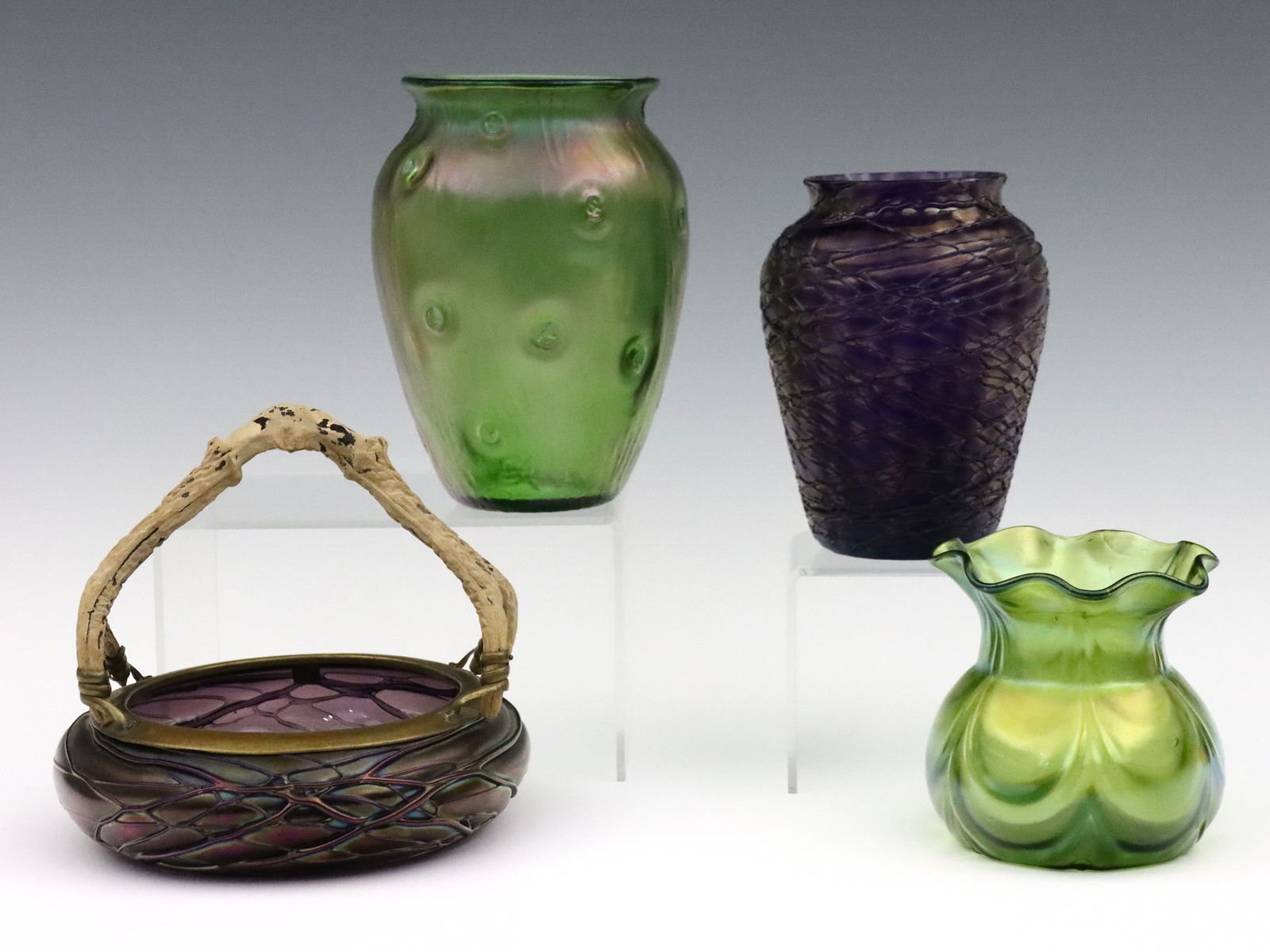 4 Bohemian Art Nouveau Glass Vessels (1 of 2)