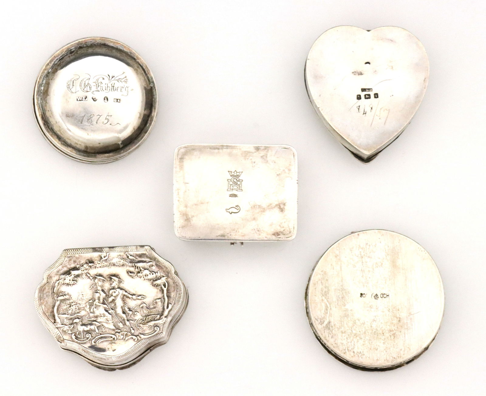 5 Miniature Silver Boxes - 2