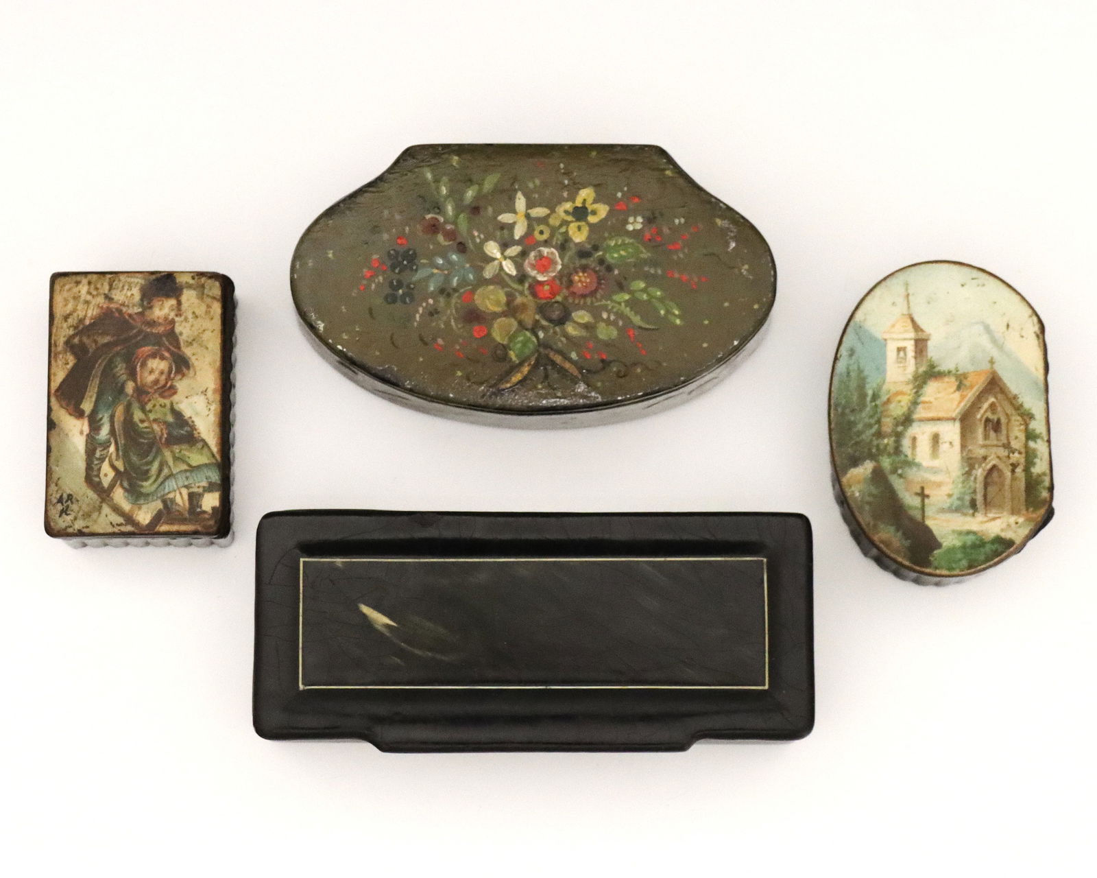 4 Papier Mache Snuff Boxes (1 of 2)