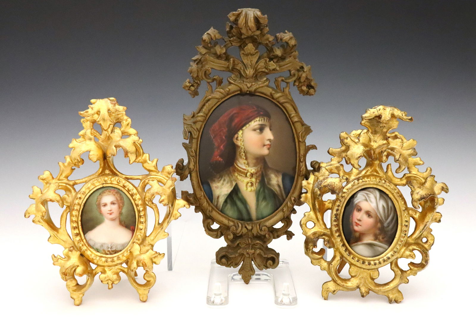 3 Miniature Porcelain Portraits of Women (1 of 3)