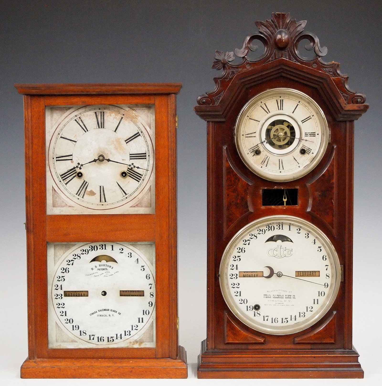2 Ithaca Calendar Shelf Clocks (1 of 1)