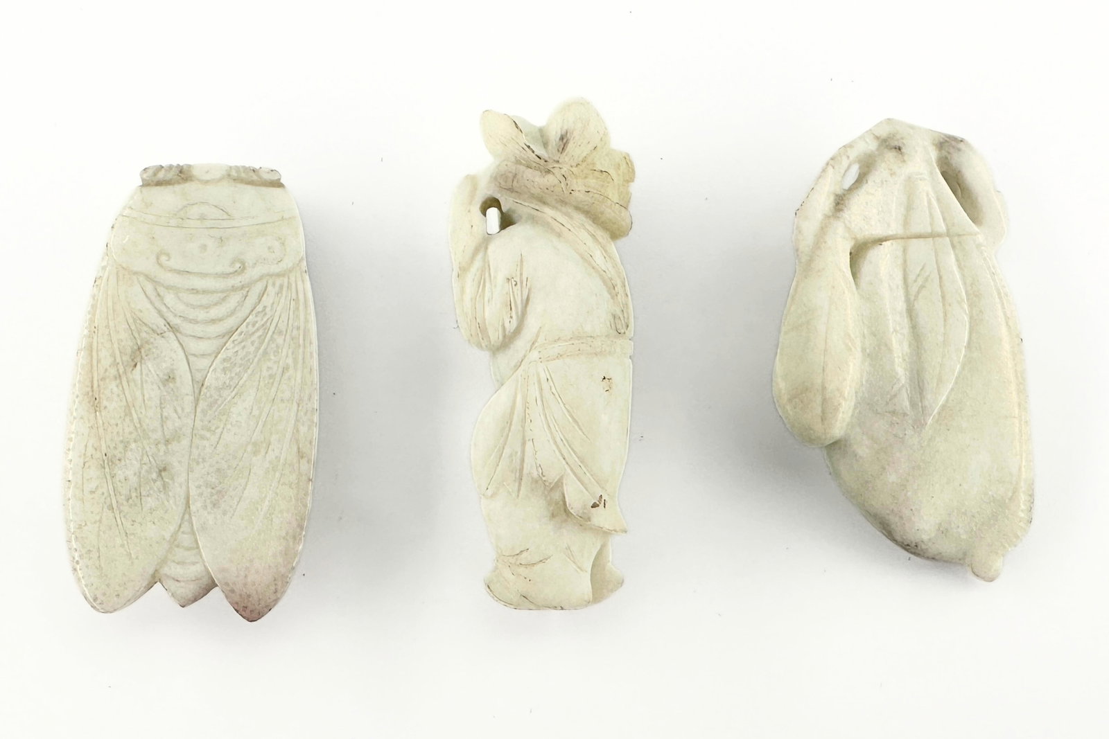 3 Chinese Carved Jade Figures - 3