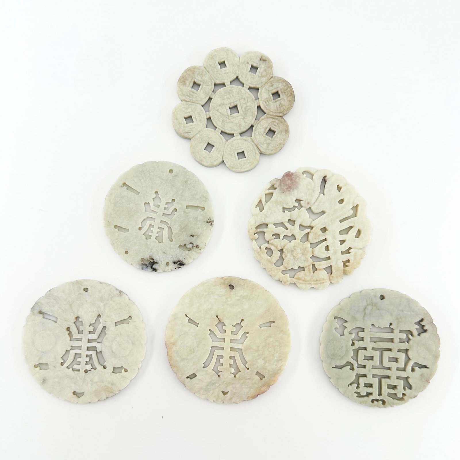 6 Chinese Carved Jade Medallions (1 of 2)