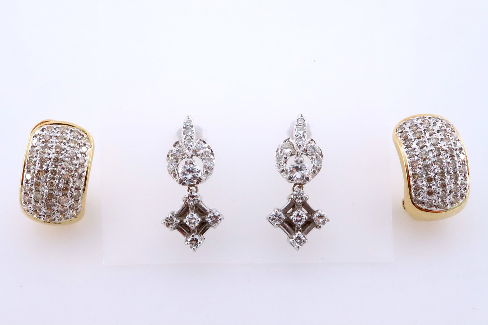 2 pr 14k Gold & Diamond Earrings (1 of 2)