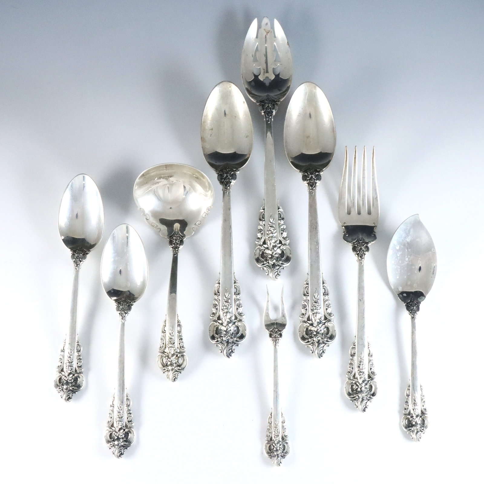 69 pc Wallace Grand Baroque Sterling Flatware (1 of 3)